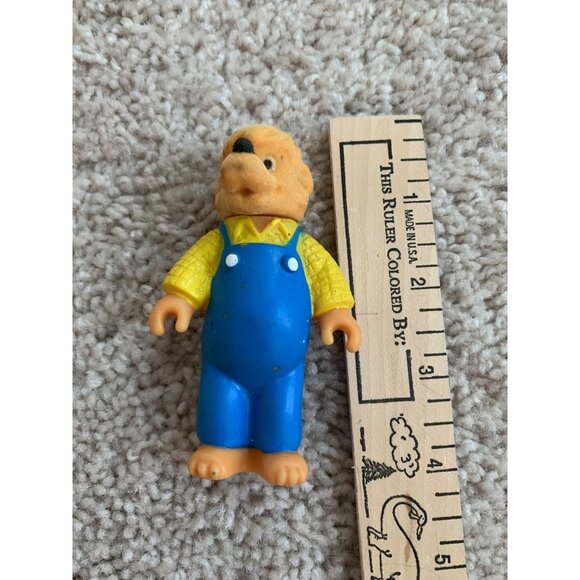 Vintage Berenstain Bears Papa Bear Figure Toy 3" Tall Blue Overalls Yellow Shirt - Picture 6 of 7